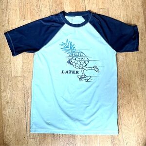 GAP Light Blue Rashguard Tee with Pineapple Graphic
